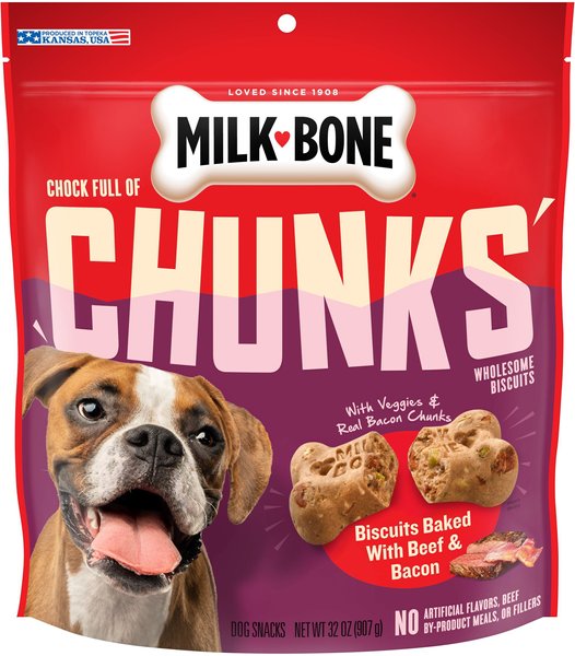 Milk-Bone Chock Full Of Chunks Beef & Bacon Crunchy Dog Treats, 32-oz bag slide 1 of 7
