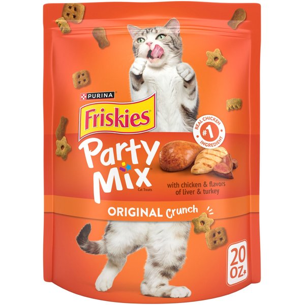 FRISKIES Party Mix Chicken Lovers Crunch Flavor Crunchy Cat Treats, 20oz pouch