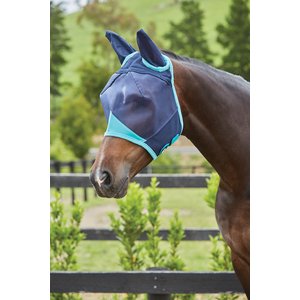 WeatherBeeta Comfitec Fine Mesh Horse Mask with Ears, Navy/Turquoise, Mini