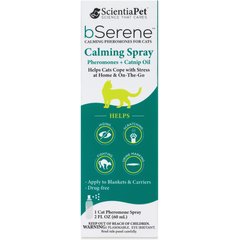 bSerene Pheromone & Catnip Oil Calming Spray for Cats, 2-oz