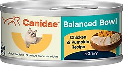 CANIDAE Balanced Bowl Chicken & Pumpkin Recipe in Gravy Wet Cat Food, 3-oz can, case of 24