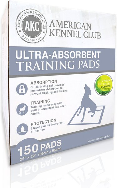 American Kennel Club AKC Ultra-Absorbent Fresh Cut Grass Scented Dog Training Pads, 22 x 22-in, 150 count slide 1 of 4