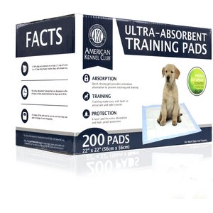 American Kennel Club AKC Ultra-Absorbent Fresh Cut Grass Scented Dog Training Pads, 22 x 22-in, 200 count