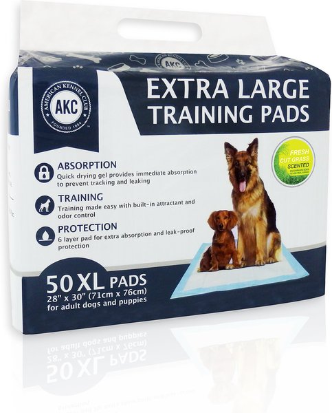 American Kennel Club AKC Ultra-Absorbent Fresh Cut Grass Scented Dog Training Pads, X-Large, 50 count slide 1 of 5