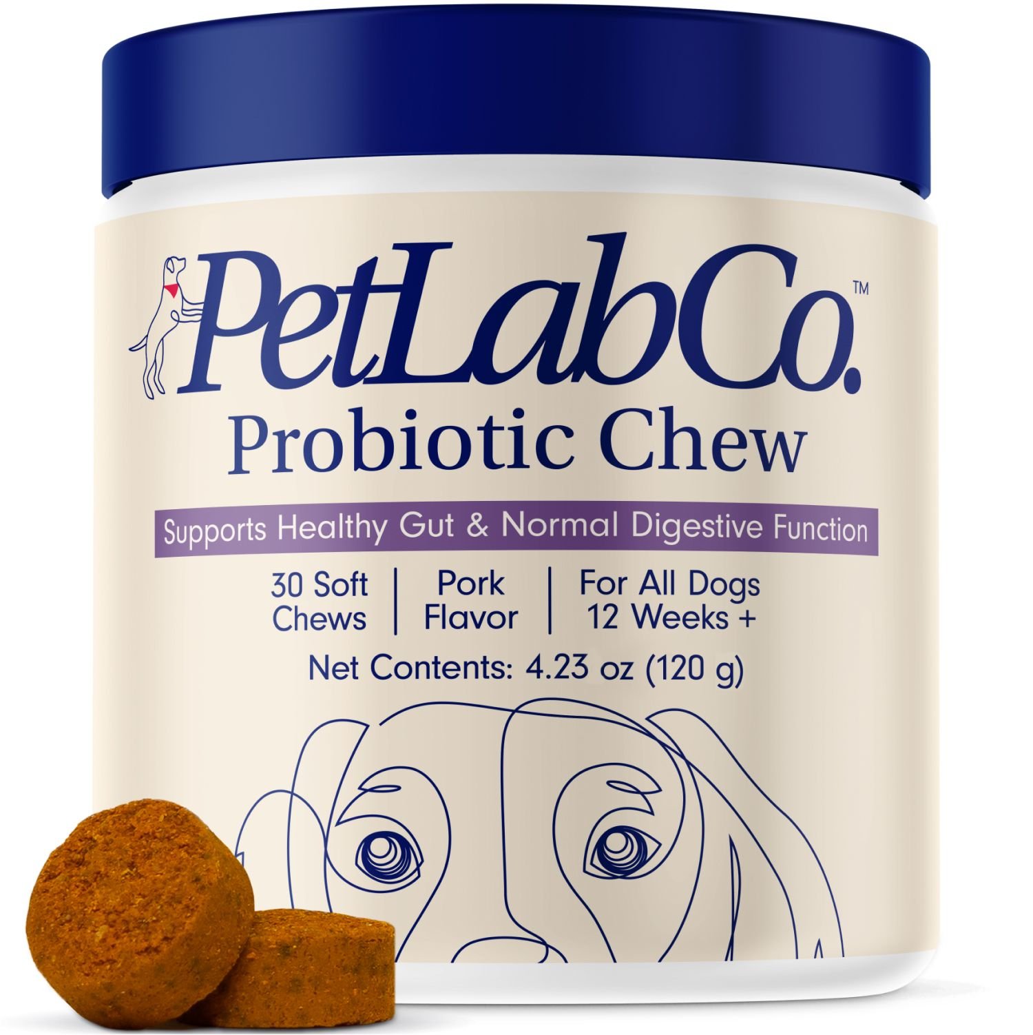 Petlab Co Probiotic Pork Flavored Soft Chews Digestive Supplement For