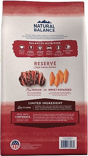 Natural Balance Limited Ingredient Reserve Grain-Free Sweet Potato & Bison Recipe Dry Dog Food, 22-lb bag