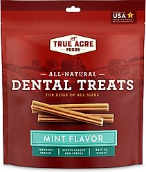 True Acre Foods All-Natural Dental Chew Sticks Mint Flavor Dental Dog Chews, 32 count