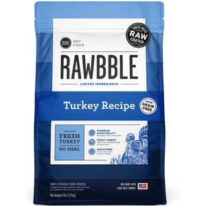 BIXBI RAWBBLE Fresh Turkey Recipe Limited Ingredient Grain-Free Dry Dog Food, 4-lb bag