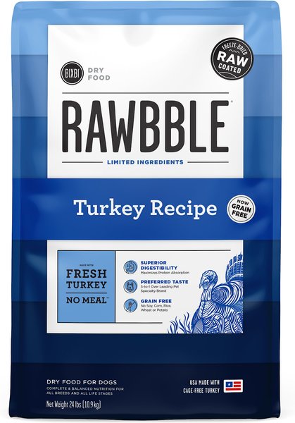 BIXBI RAWBBLE Fresh Turkey Recipe Limited Ingredient Grain-Free Dog Food, 24-lb bag slide 1 of 5