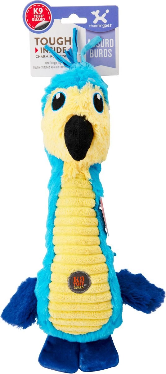CHARMING PET Absurd Burds Macaw Plush Dog Toy, Blue, Medium