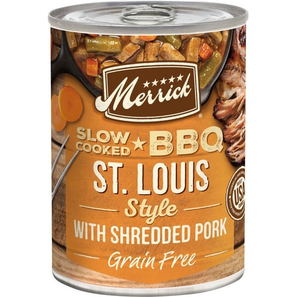 Merrick Grain-Free Wet Dog Food Slow-Cooked BBQ Kansas City Style with Chopped Pork