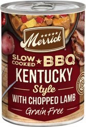 Merrick Grain-Free Slow-Cooked BBQ Kentucky Style with Chopped Lamb Wet Dog Food, 12.7-oz can, case of 12