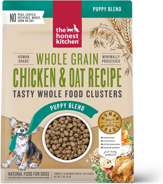 The Honest Kitchen Food Clusters Whole Grain Chicken & Oat Recipe Puppy Blend Dehydrated Dog Food, 1-lb bag slide 1 of 10