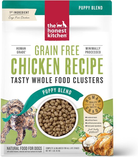 The Honest Kitchen Whole Food Clusters Chicken Recipe Puppy Blend Grain-Free Dehydrated Dog Food, 1-lb bag slide 1 of 11