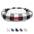 Majestic Pet Anderson Check Sherpa Personalized Bagel Dog & Cat Bed, Black, Large