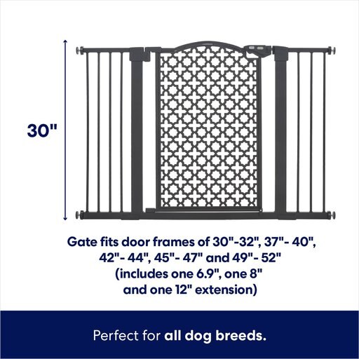 Frisco Metal Pattern Extra Wide Auto-close Dog  Gate, 30-in, Black