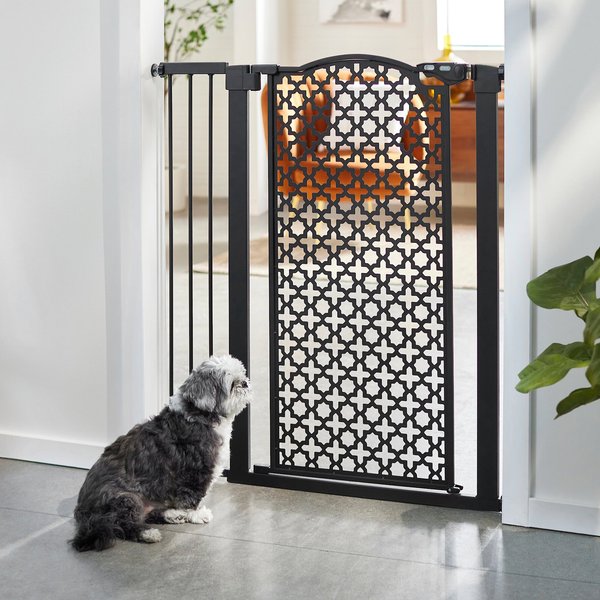 Frisco Metal Pattern Extra Tall Auto-close Dog Gate, 41-in, Black slide 1 of 6