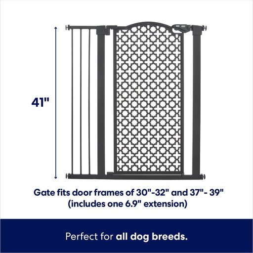 Frisco Metal Pattern Extra Tall Auto-close Dog  Gate, 41-in, Black