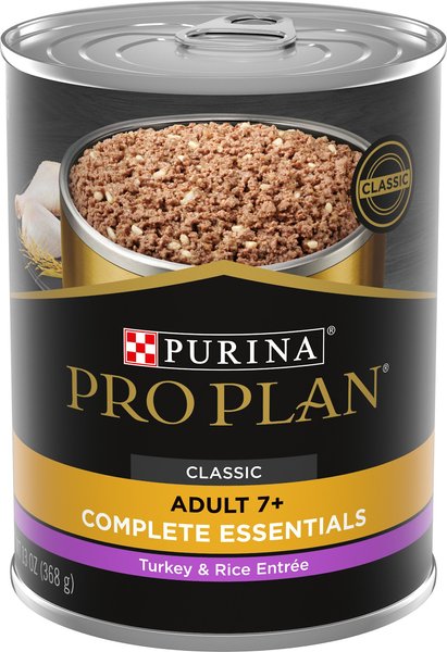 Purina Pro Plan Adult 7+ Complete Essentials Turkey & Rice Entree Wet Dog Food, 13-oz can, case of 12 slide 1 of 8