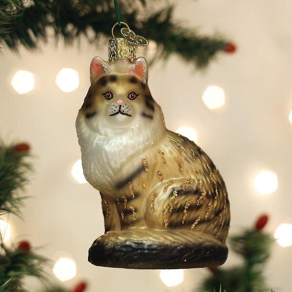 Old World Christmas Maine Coon Cat Glass Tree Ornament