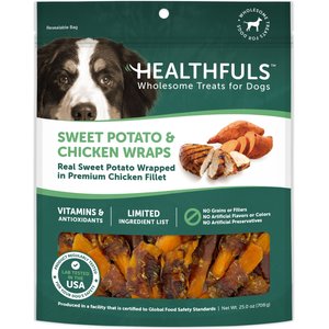 Healthfuls Sweet Potato & Chicken Wraps Grain-Free Dehydrated Dog Treats, 25-oz bag