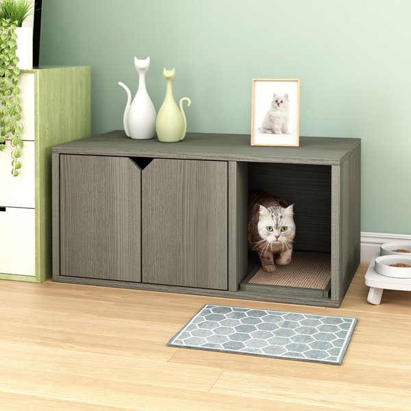 Way Basics zBoard Paperboard Modern Enclosed Cat Litter Box, Grey slide 1 of 9