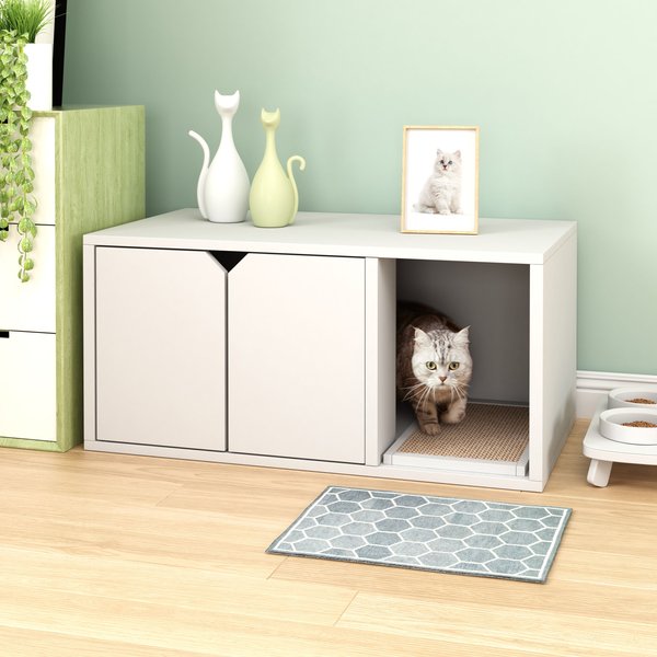 Way Basics zBoard Paperboard Modern Enclosed Cat Litter Box, White slide 1 of 9