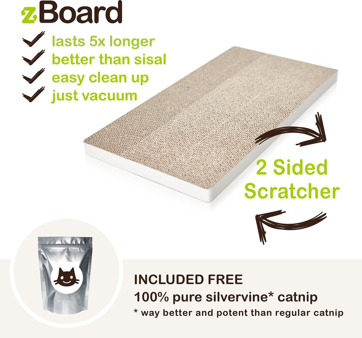 WAY BASICS zBoard Paperboard Simple Scratcher Cat Toy, White