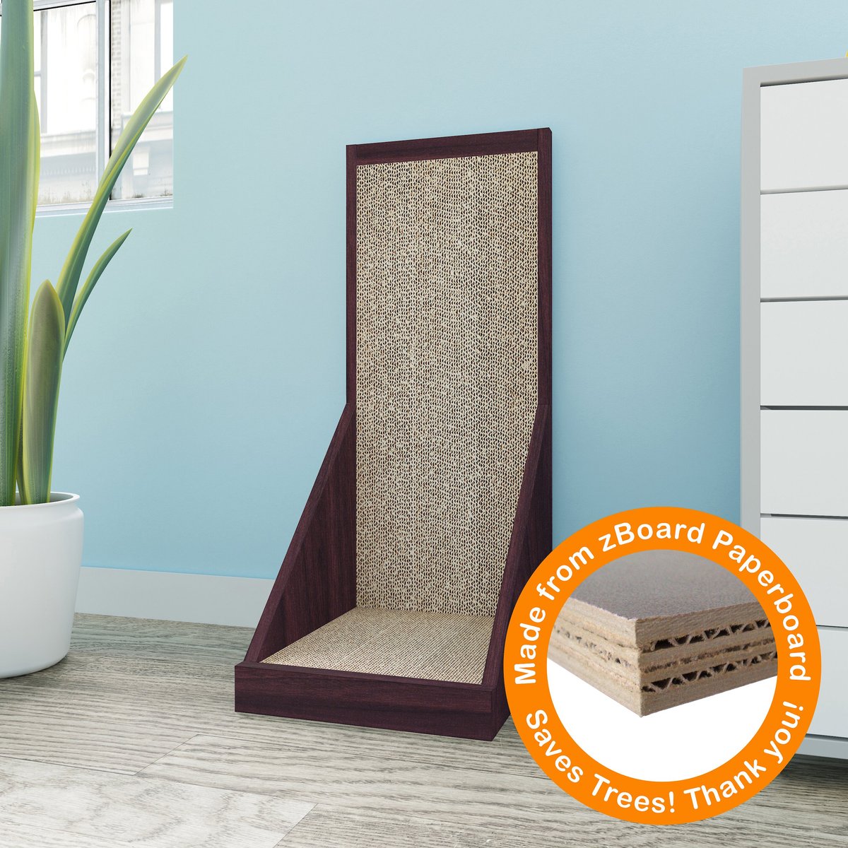 WAY BASICS zBoard Paperboard Vertical Scratcher Cat Toy, Espresso