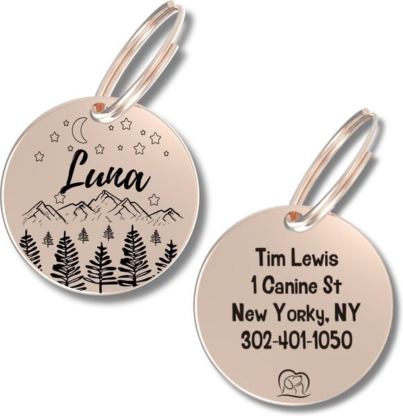 PawFurEver Circle Personalized Dog ID Tag, Rose Gold, Darknight slide 1 of 9