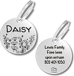 PawFurEver Circle Personalized Dog ID Tag, Silver, Wildflower slide 1 of 8