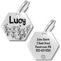 PawFurEver Hexagon Personalized Dog ID Tag, Silver, Wildflower