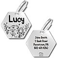 PawFurEver Hexagon Personalized Dog ID Tag, Silver, Wildflower