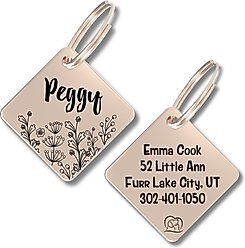 PawFurEver Diamond Personalized Dog ID Tag, Rose Gold, Wildflower