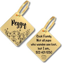 PawFurEver Diamond Personalized Dog ID Tag, Gold, Wildflower