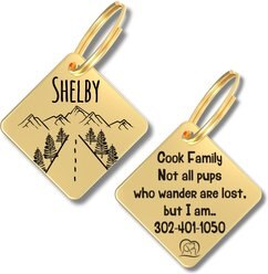 PawFurEver Diamond Personalized Dog ID Tag, Gold, Country Road