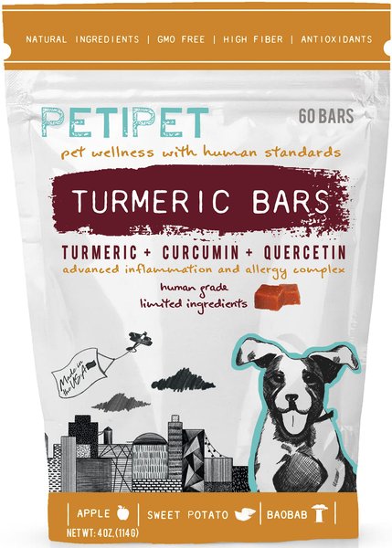 PETIPET Turmeric Bars Inflammation & Allergy Complex Plant Based Dog Supplement, 60 count slide 1 of 3