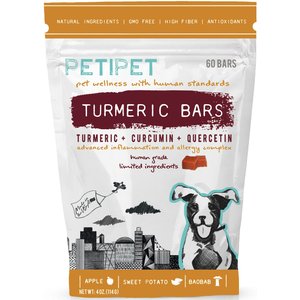 PETIPET Turmeric Bars Inflammation & Allergy Complex Plant Based Dog Supplement, 60 count