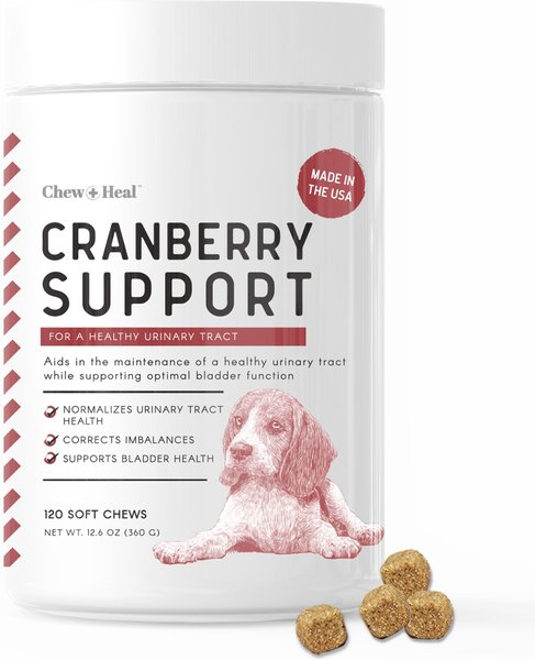 Chew + Heal Cranberry Support Urinary Tract Dog Supplement, 120 count slide 1 of 8
