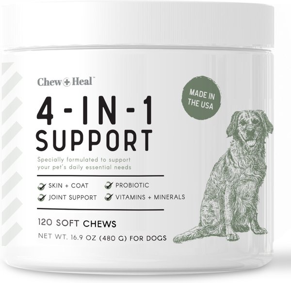 Chew + Heal 4-In-1 Support Multivitamin Dog Supplement, 1-pack, 120 count slide 1 of 6