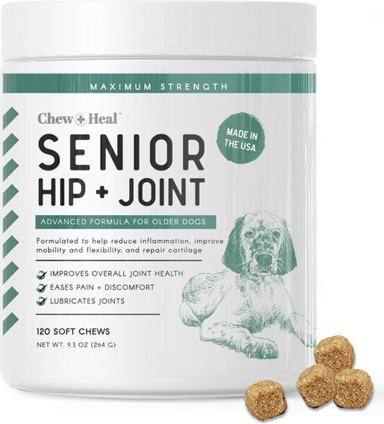 Chew + Heal Senior Hip & Joint Dog Supplement, 120 count slide 1 of 5