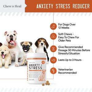 Chew + Heal Anxiety & Stress Dog Supplement, 1-pack, 60 count