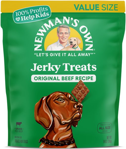 NEWMAN'S OWN Beef Jerky Original Recipe Dog Treats, 14oz bag