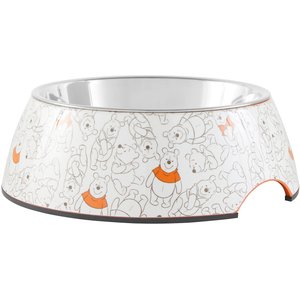 Disney Winnie the Pooh Non-Skid Stainless Steel with Melamine Stand Dog Bowl, Orange, 3 Cup