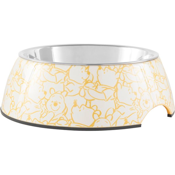 Disney Winnie the Pooh Non-Skid Stainless Steel with Melamine Stand Dog & Cat Bowl, Yellow