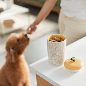 Disney Winnie the Pooh Yellow Ceramic Dog & Cat Treat Jar, 3.75 cup
