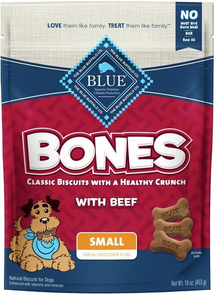 Blue Buffalo Bones Classic Biscuits Beef Dog Treats, 16-oz bag, Small slide 1 of 6