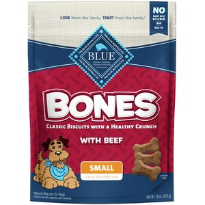 Blue Buffalo Bones Classic Biscuits Beef Dog Treats, 16-oz bag, Small