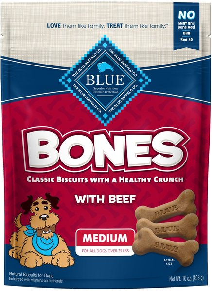 Blue Buffalo Bones Classic Biscuits Beef Dog Treats, 16-oz bag, Medium slide 1 of 6