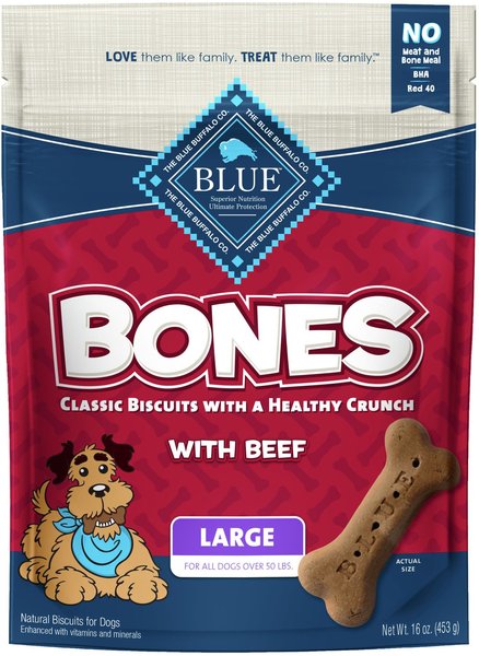 Blue Buffalo Bones Classic Biscuits Beef Dog Treats, 16-oz bag, Large slide 1 of 6